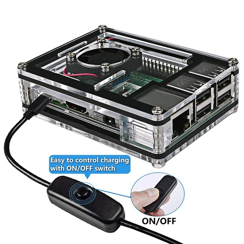 Raspberry Pi 3 B + 9-слойный акриловый чехол с охлаждающим вентилятором радиатора 5 в 2 А
