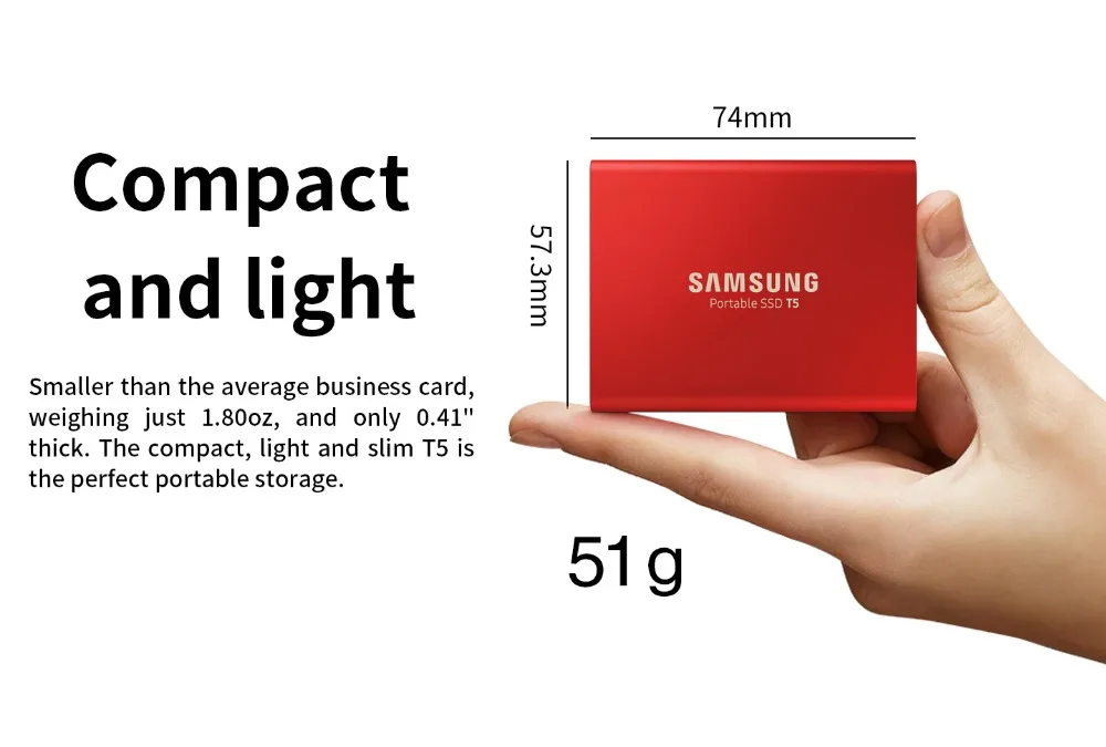 Samsung портативный SSD T5 500GB 1 ТБ внешний твердотельный HD Жесткий диск 1," USB 3,1 Gen2(10 Гбит/с) для настольного ноутбука