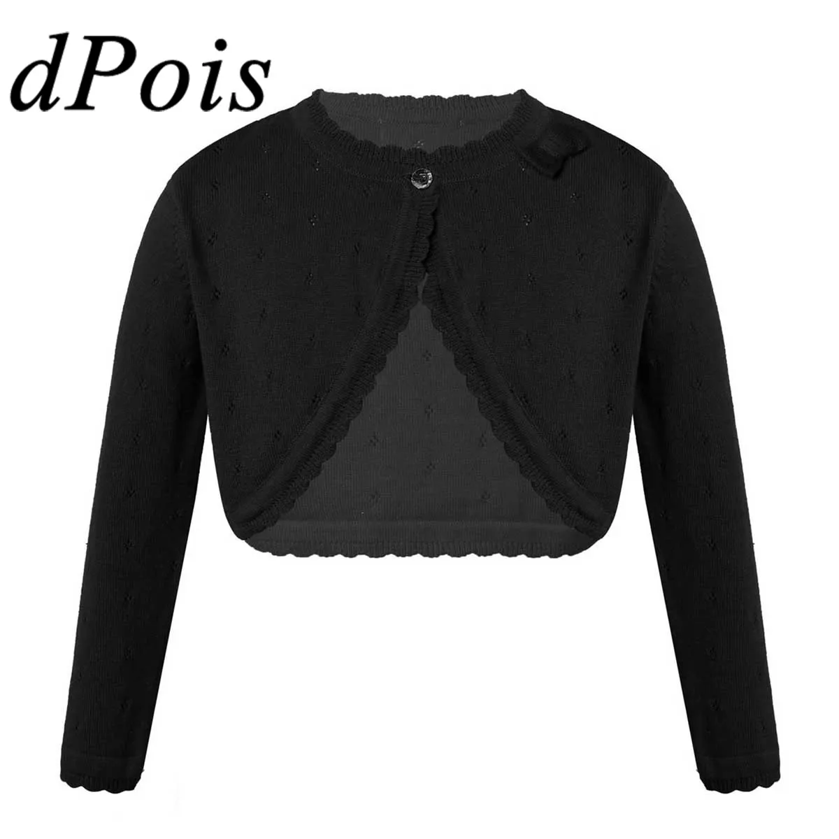 

Girls Ballet Dance Wear Long Sleeve Knitted Sweater Cardigan Shrug Kids Hollow Out Rhombus Bolero Children's Crochet Coats