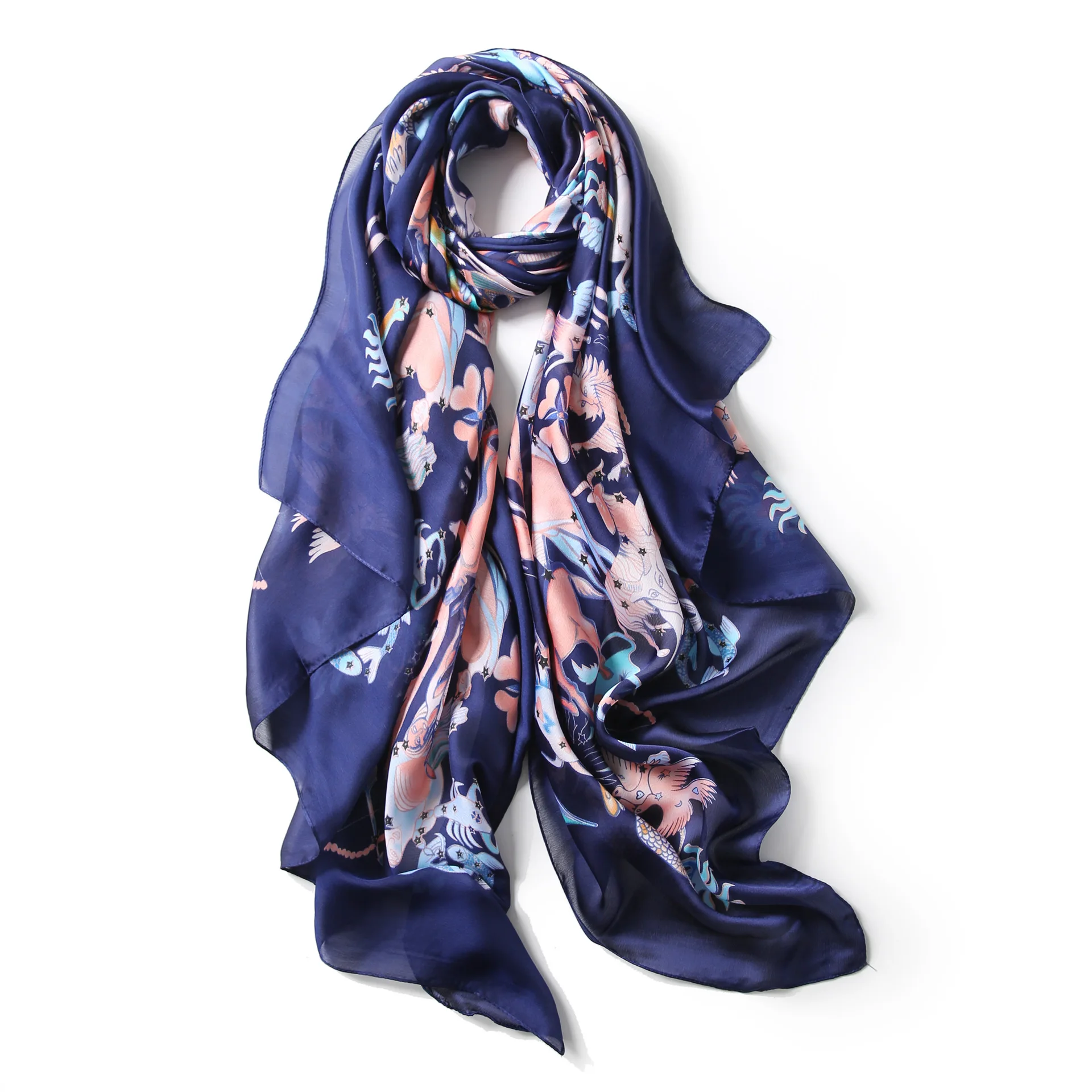 

New Fashion Silk Feeling Scarves and Stoles Size 180cm X 90cm Women's Long Shawls Beach Seaside Traveling Scarfs Wraps