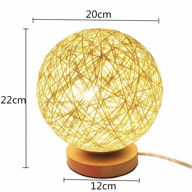 Деревянная настольная лампа тканый ротанговый шар Красочный Usb Tafellamp для подарка