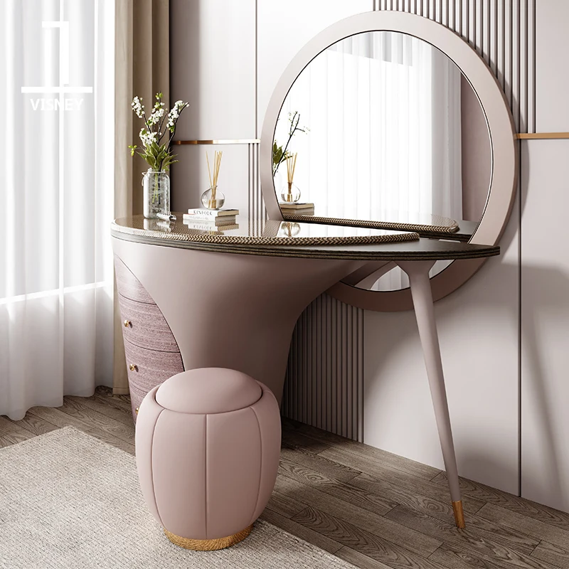 

zq Italian Style Light Luxury Solid Wood Dressing Table Master Bedroom European Simple Makeup Table Modern