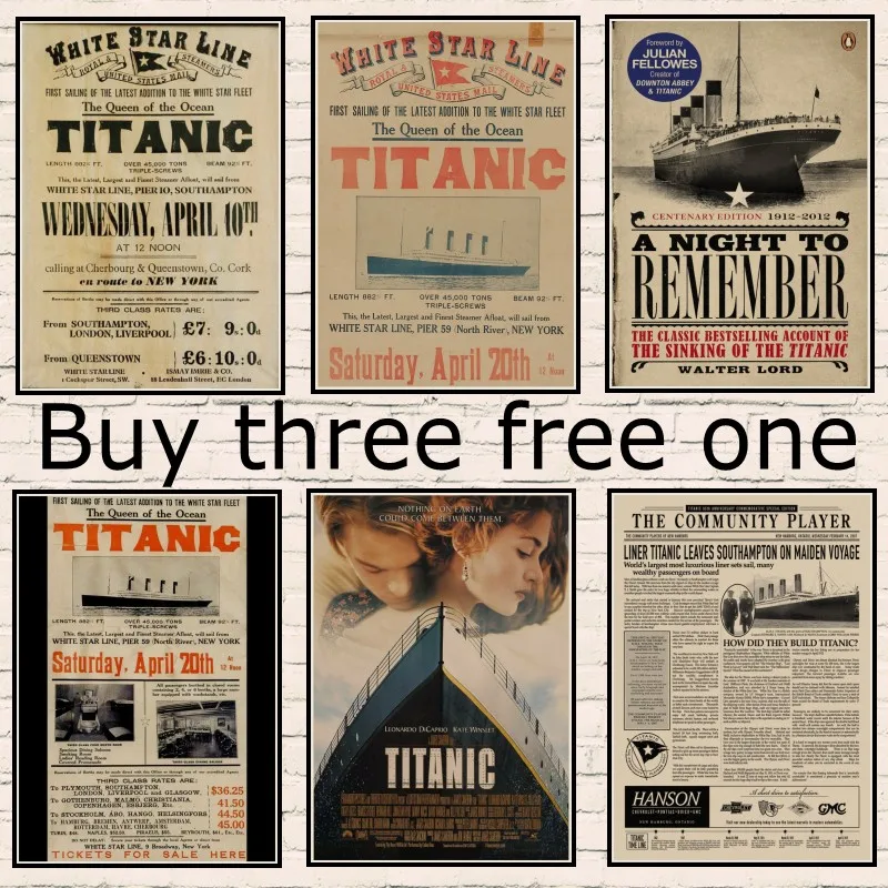 Póster Vintage de The New York Times, cartel de historia del Titanic, naufrago de periódico antiguo, pegatinas de Papel Kraft del Titanic
