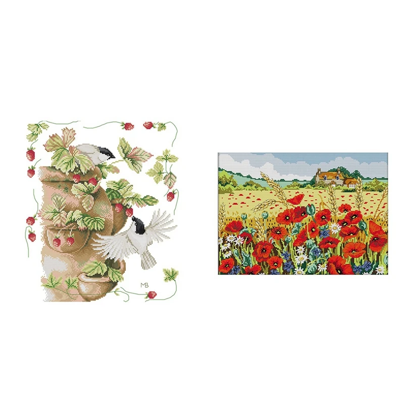 Набор для вышивки крестом 11CT набор из 2 предметов с принтом кукурузы мака птиц и