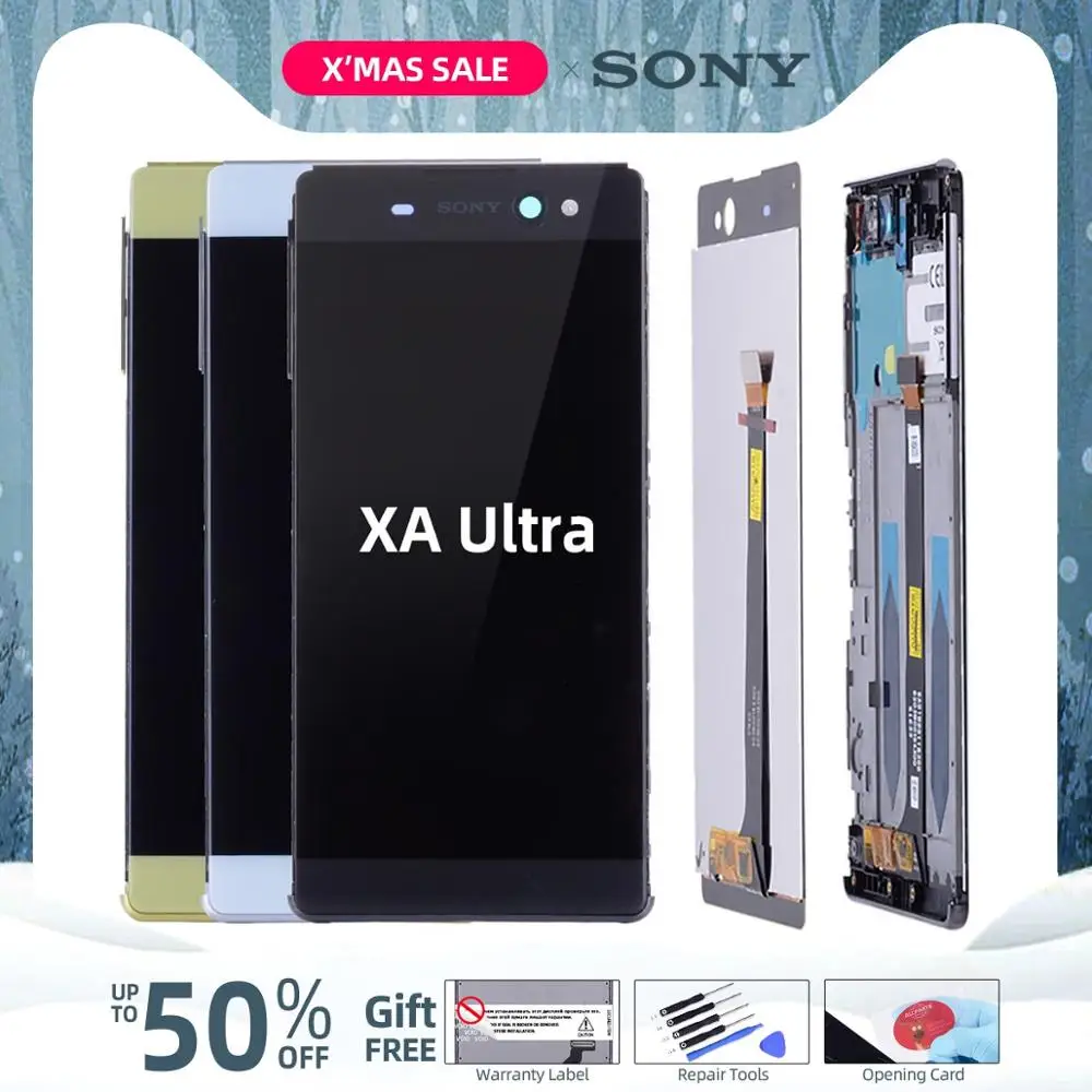Дисплей для SONY Xperia XA Ultra LCD F3211 F3212 в сборе с тачскрином на рамке черный белый золотой