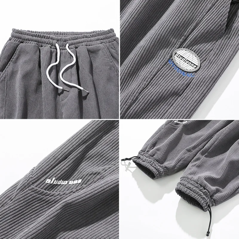 

Corduroy Trousers Hip hop Casual Loose Streetwear Joggers Men Pants Japanese Style Men's Clothing Drawstring Harem Pants