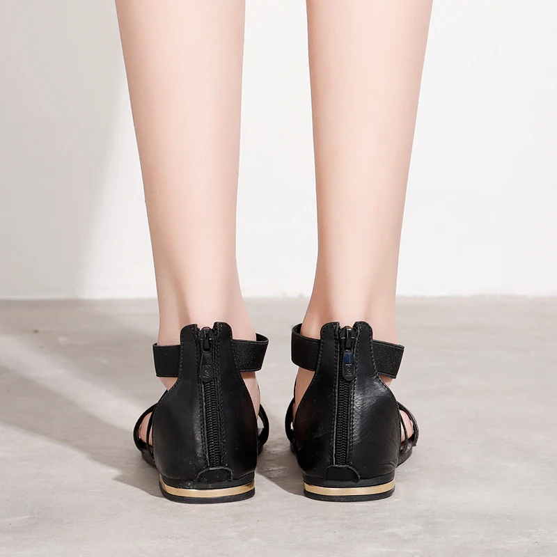 Сандалии женские из натуральной кожи повседневные шлепанцы на плоской подошве