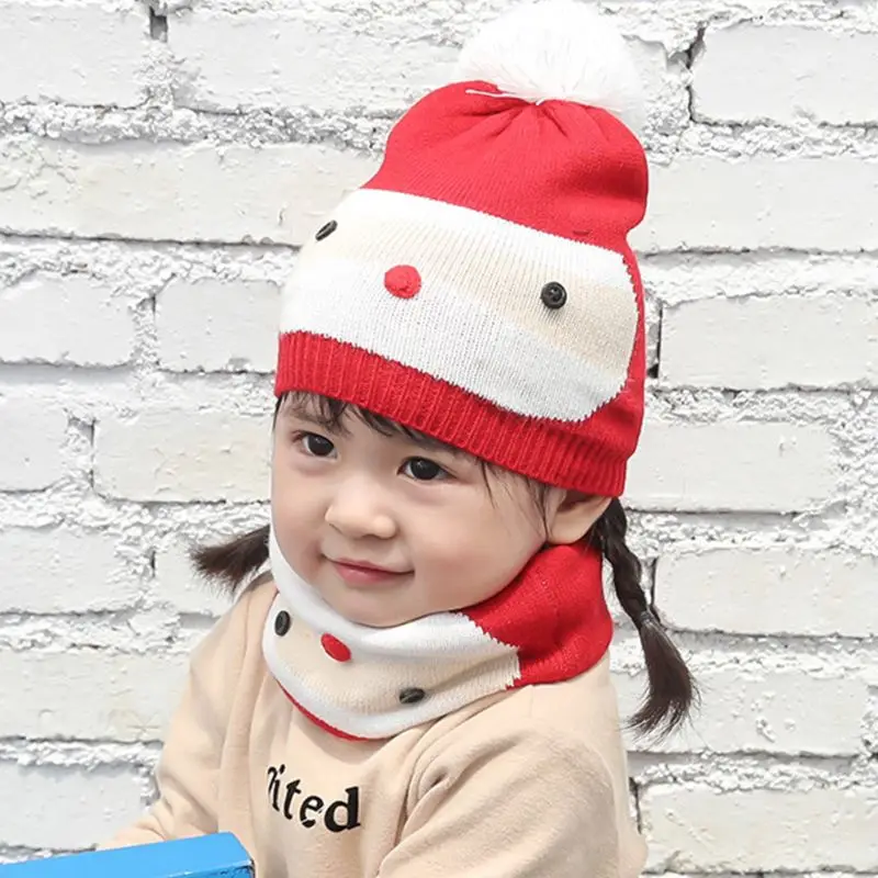 

Baby Boys Girls Scarf Cap Set Autumn Winter New Fashion Children Bib Hat Suit K1MA