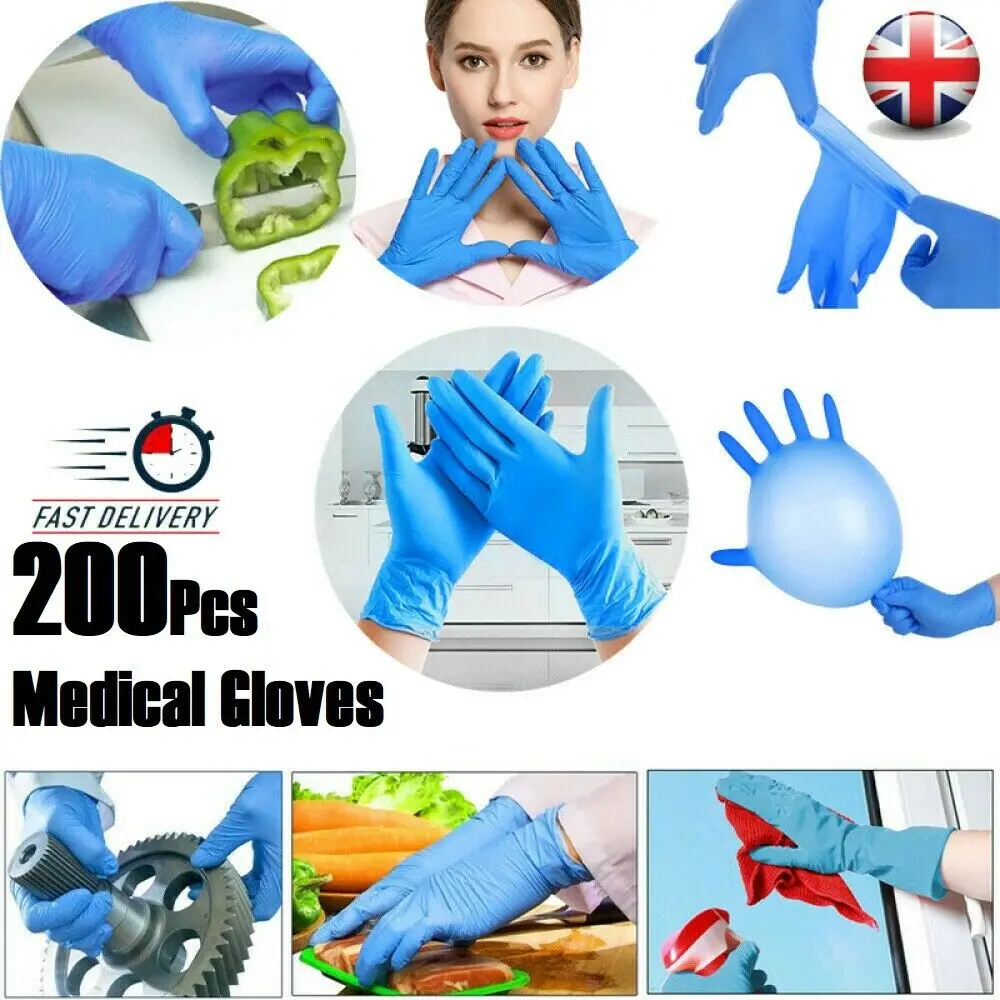 20/100/200 шт синие нитриловые одноразовые перчатки коробка пищевого