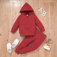 childrens clothing set baby girl tops pants suit hooded zipper long sleeve warm loose coat trousers autumn clothing for girls