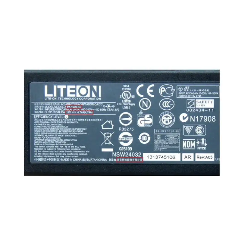 Оригинальное зарядное устройство с адаптером переменного тока 90 Вт для ноутбука