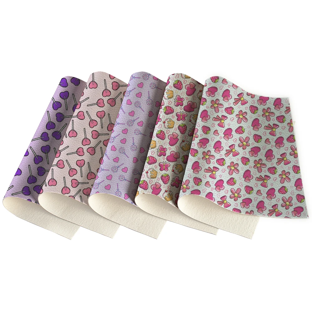 

Valentines Day Faux Leather Litchi Love Bow-Knot Pattern Purple Printed For Faux Leather Earrings 30X136CM