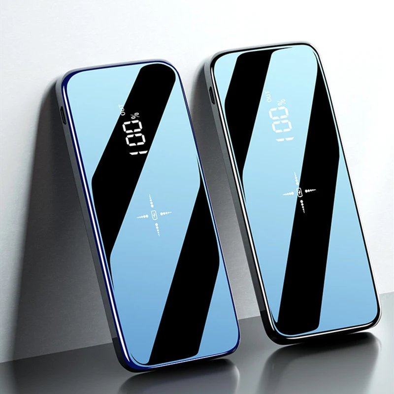 Wireless Power Bank Зеркало экран портативный 20000 мА/ч два USB выхода Быстрая зарядка