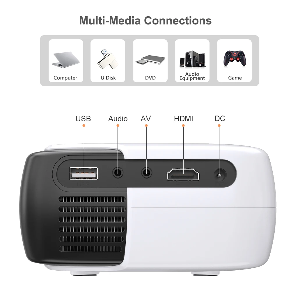 

ThundeaL Mini Projector for Full HD 1080P Home Theater LED Smart Portable Beamer 2000Lumen 3D Small Projector Kids Child Gift