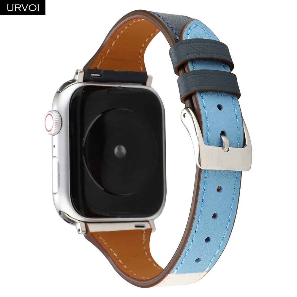 URVOI тонкий ремешок для наручных часов Apple Watch версии 5/4 3/2/1 пояса из натуральной