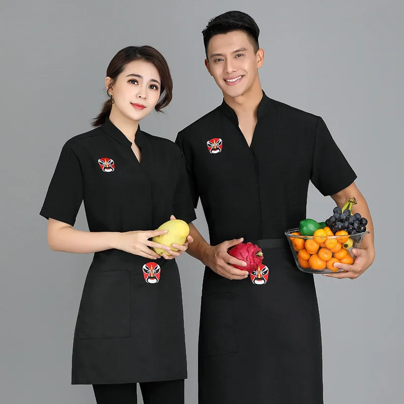 

Chef's Work Clothes Men's Short Sleeve Summer Dining Clothes Baking Canteen Hotel Back Kitchen Air Mesh Work Clothes