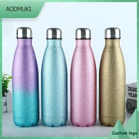 personalized customization logo 500ml thermos insulated vacuum stainless steel water bottles thermoses cup outdoor sports flask
