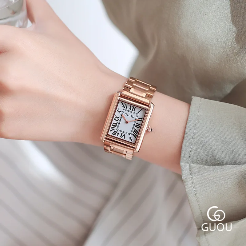 

Fashion Guou Women Watches Top Brand Luxury Wristwatch Female Simple Clock Mesh Steel Lady Quartz-watch Montre Femme Relogio Fem