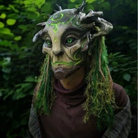 new green forest elf old man mask halloween simulation cosplay face shield masquerade replica costume props festival supplies