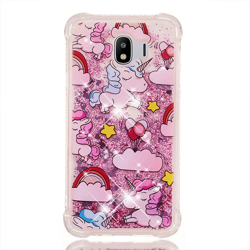 Pink Pony Блестящие жидкие зыбучие пески Чехлы для samsung Galaxy J4 J6 J3 J7 J2 Pro J4+ J6 Premium J400F J120 J510 J710 задняя крышка - Цвет: Pink Pony