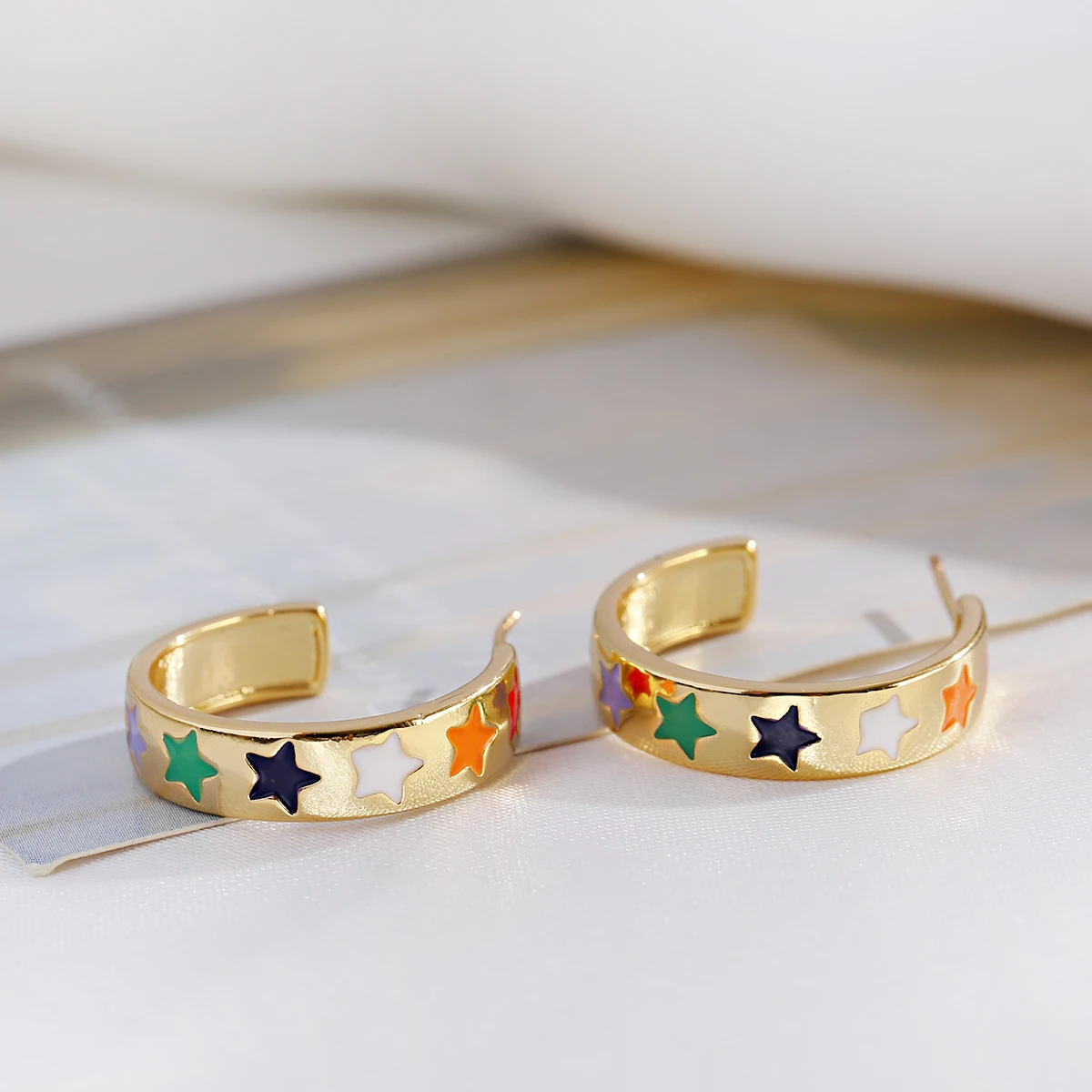 

2021 Trendy Dripping Oil Copper Colorful Round Hoop Earrings Huggie Earring for Women Jewelry Earrings Ins Crystals