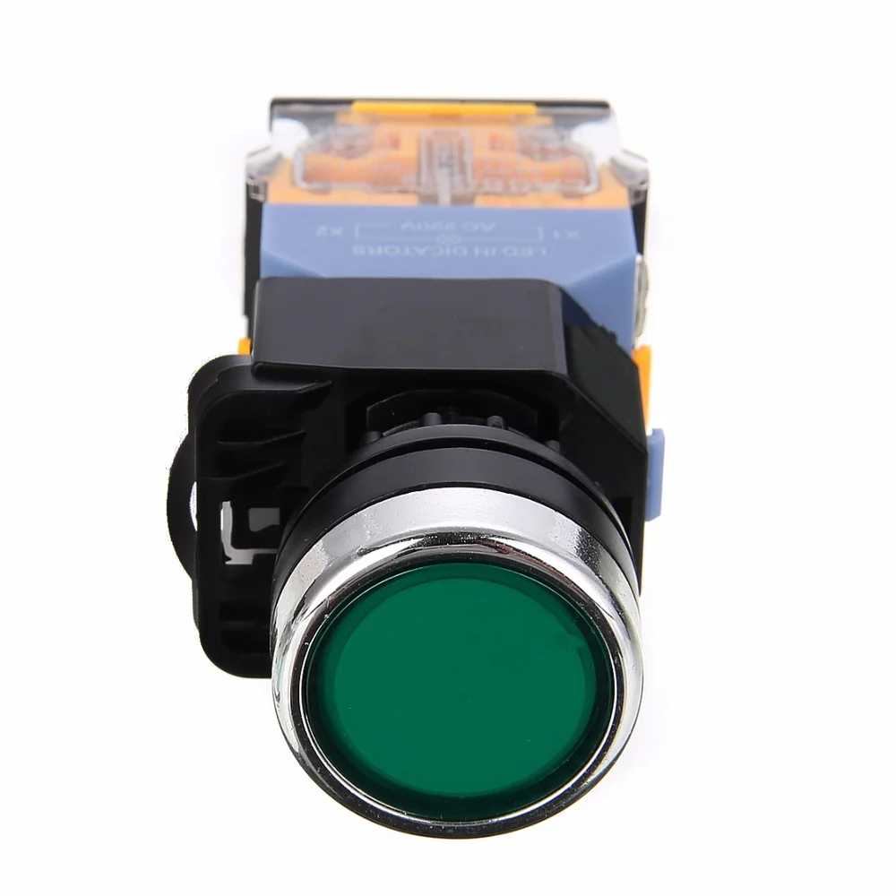 Светодиодный моментальный кнопочный переключатель NO + NC START STOP DPST 220 В переменного