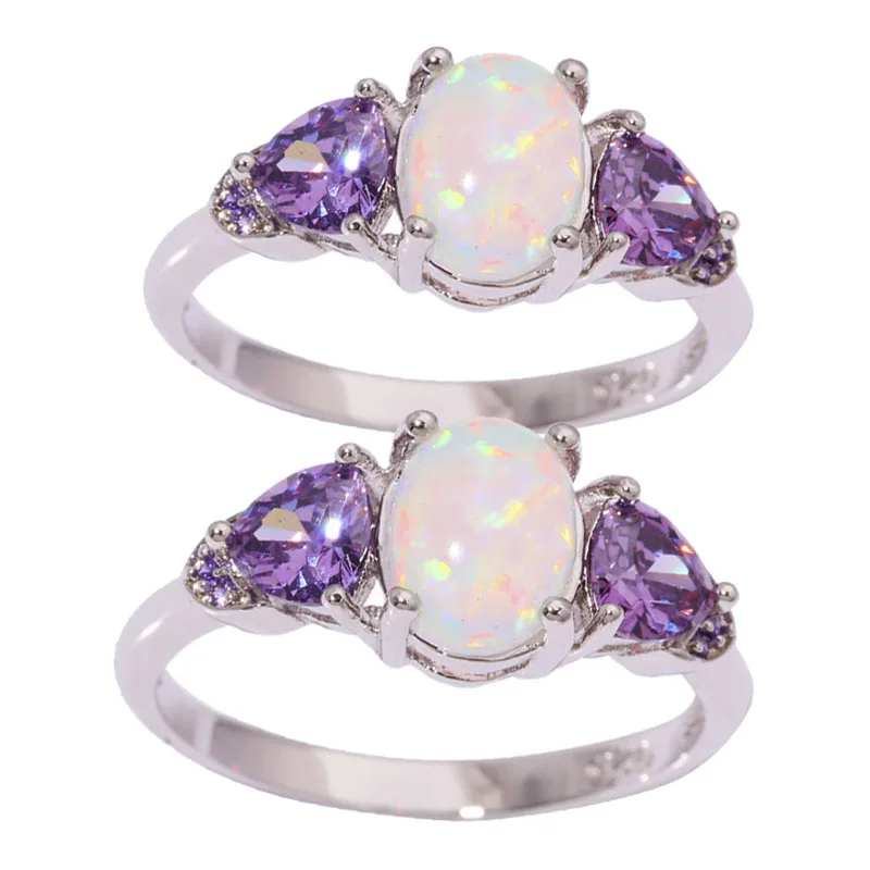 

Trendy Silver Color Purple Crystal Zircon Opal Female Ring for Women Girl Party Wedding Jewelry Accessories Size 6-10