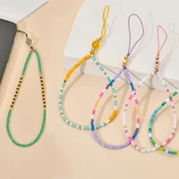zmzy boho fashion keychains phone chain colorful enamel bead key chain rope lanyard hand strap tassel wrist jewelry gift