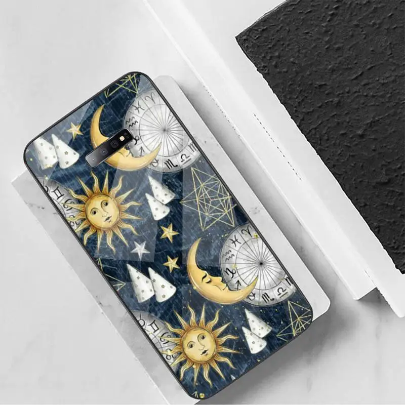 

Funny Sun Moon cartoon Phone Case Tempered glass For Samsung S6 S7 edge S8 S9 S10 e plus note8 9 10 pro