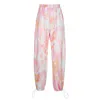 

Street Fashion Fashion Tie-dye Letter Print High-waist Drawstring Straight Leg Trousers Women