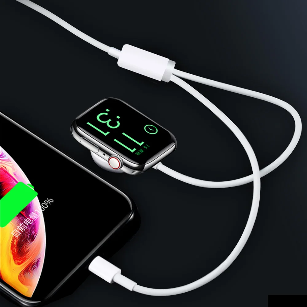 

Smart 2 in 1 Charger Wireless QI Fast Charging Cable For Apple Watch Series SE/6/5/4/3/2/1 & All IPhone &All IPad Series