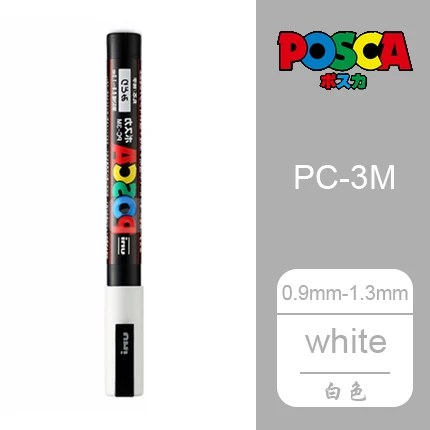 Белый 2 шт./партия Mitsubishi Uni Posca PC-3M Краска Маркер-тонкий наконечник-0,9 mm-1.3 мм 24 цвета выбор Искусство Маркер - Цвет: Белый