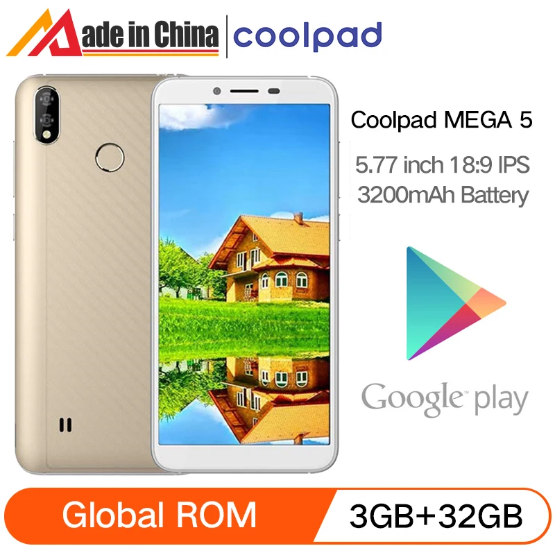 Оригинальный смартфон Coolpad MEGA 5 3 ГБ ОЗУ 32 Гб ПЗУ 77 дюйма 18:9 IPS MTK6739 разблокировка