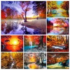 5D алмазная живопись, пейзаж, осенние листья, опавший лес, Алмазная мозаика, стразы, картина, Набор для вышивки крестиком, сделай сам, украшение для дома