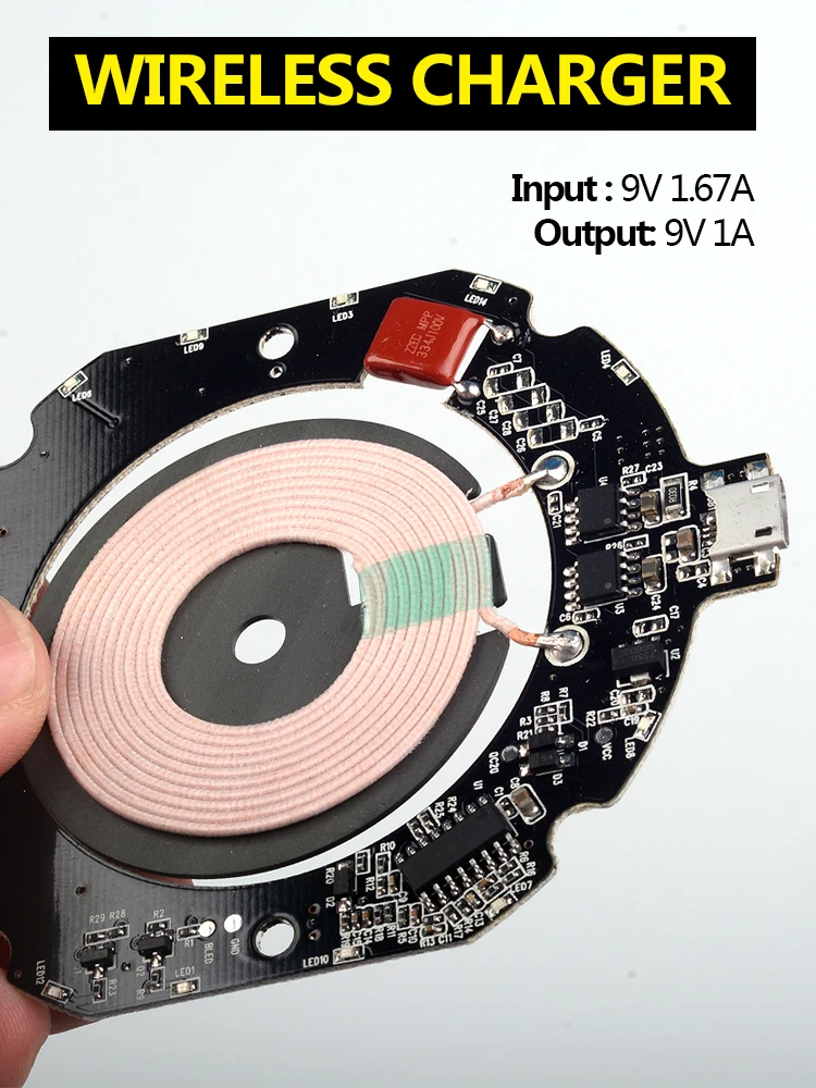 Беспроводное зарядное устройство 3033 PCBA Быстрая зарядка для IPhone8/8 s/X Вход 9V1. 67A QC3.0