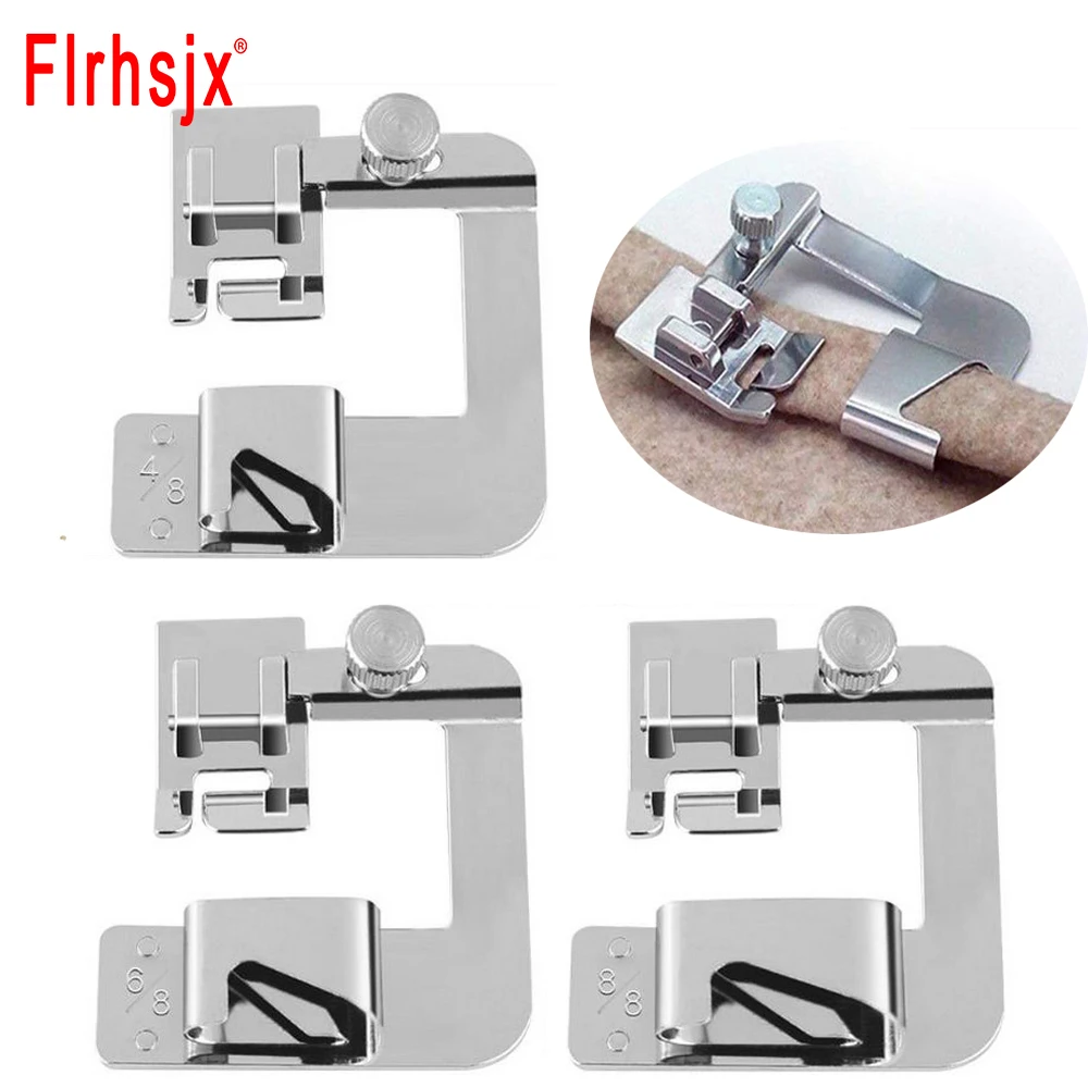 

FLRHSJX 3 Sizes Sewing Machine Presser Foot Rolled Hem Pressure Foot Set for Most Home Sewing Manchine Accessories