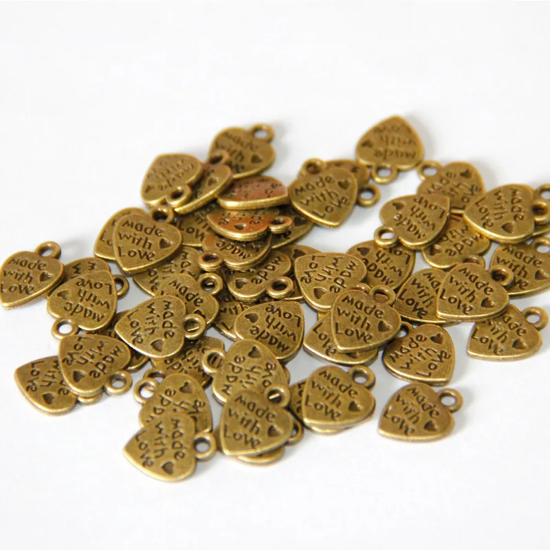 50 шт. бронзовое сердце европейские маленькие бусины с отверстием подходит Diy