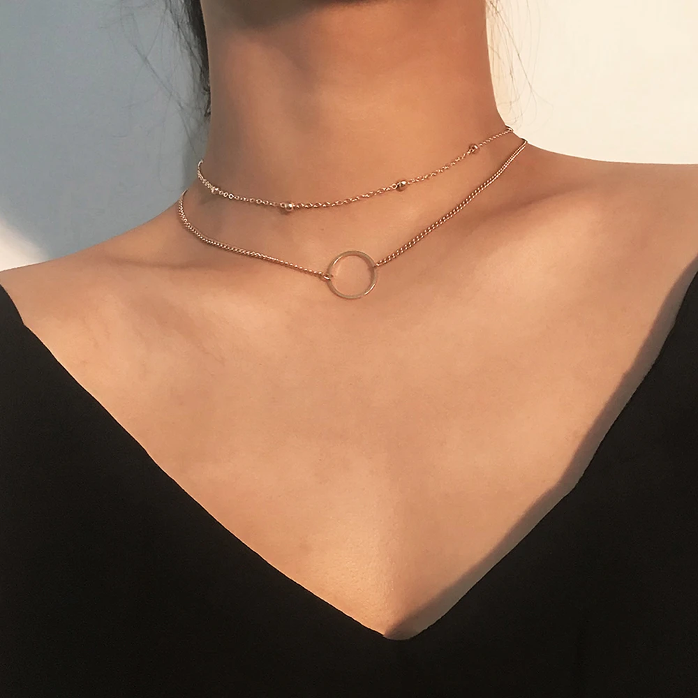 Women Fashion Simple and Generous Geometric Neck Chain Multilayer Necklace Jewelry Accessories Gift Vintage wholesale | Украшения и