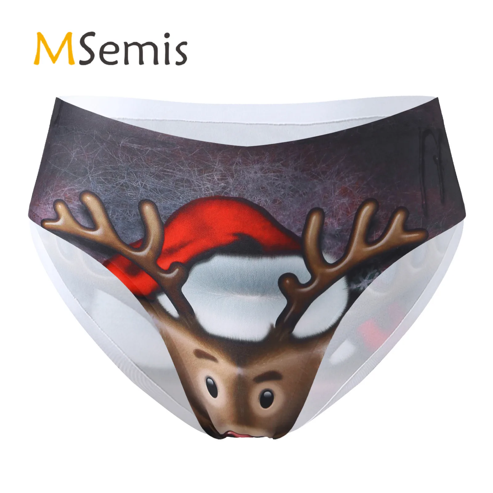 

Купальник мужской с рождественским принтом, одежда для плавания с принтом оленей, трусики для плавания, эластичные трусы с заниженной талие...