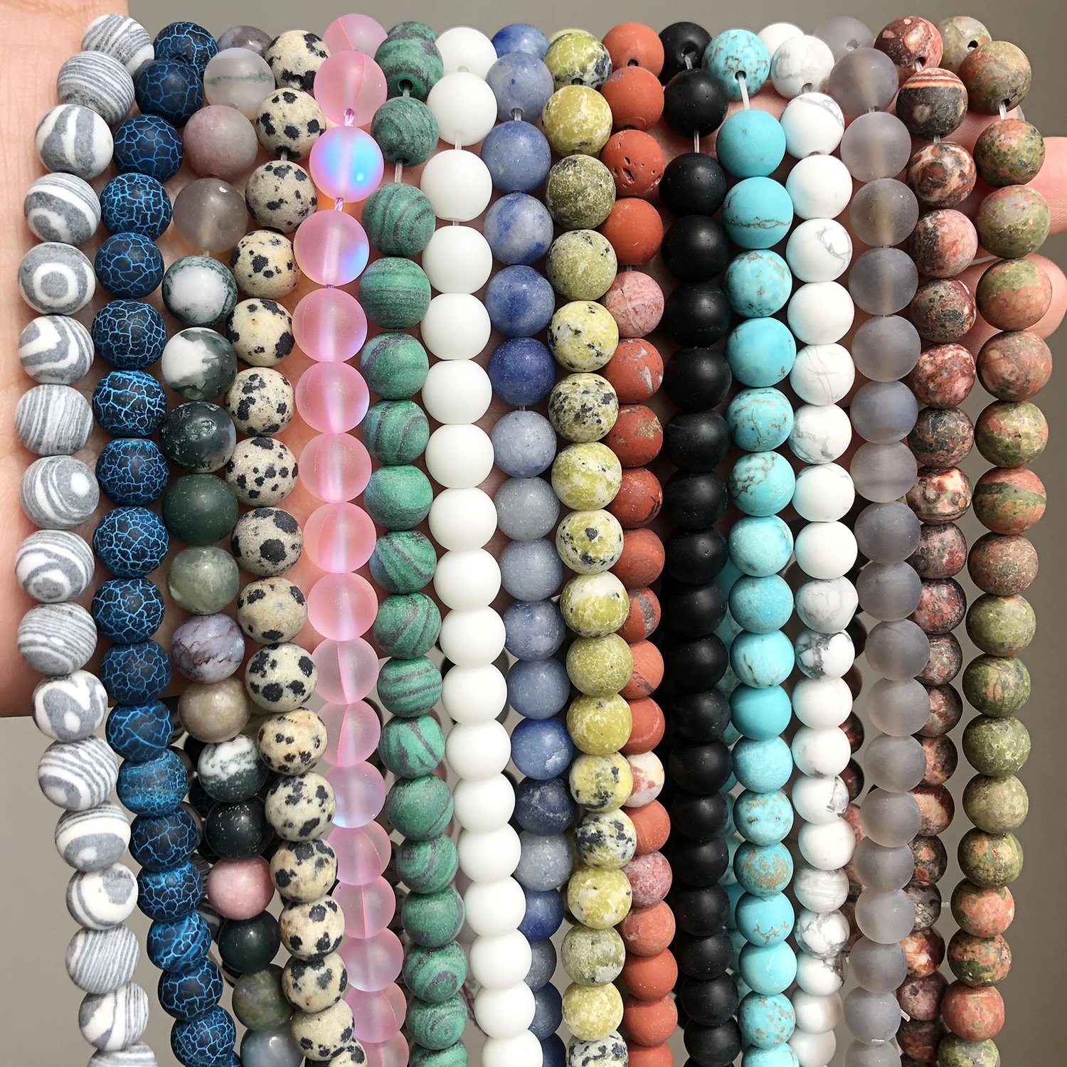 

4mm 6mm 8mm 10mm Natural Matte Morganite Agates Tiger Eye Stone Round Beads for Jewelry Making Diy Bracelet Mineral Beads 15''