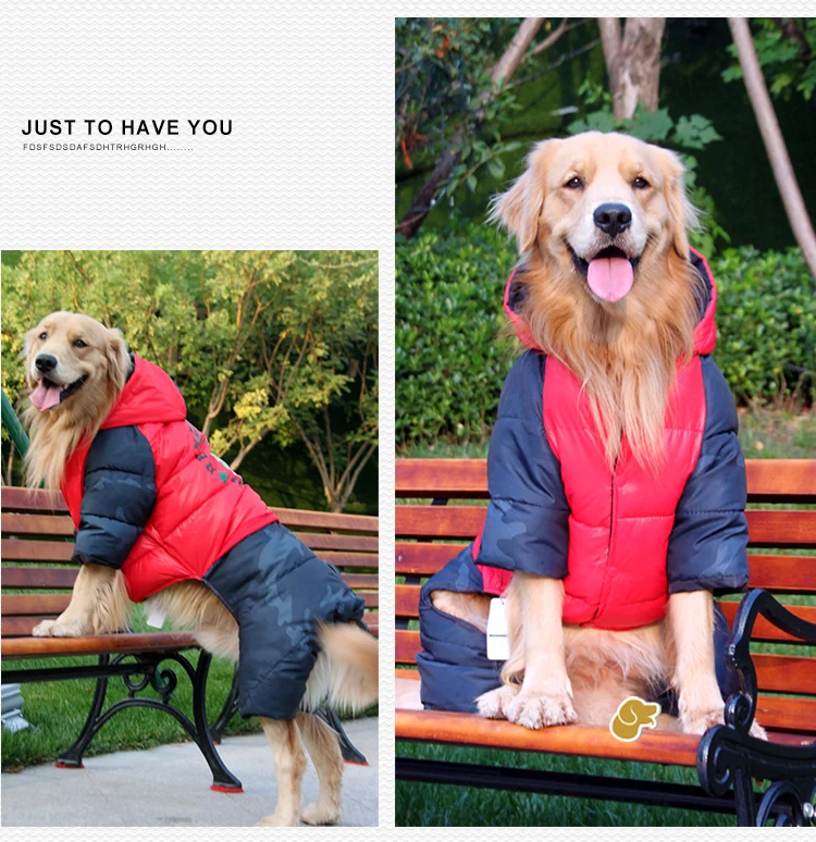 Зимнее теплое хлопковое ветрозащитное пальто для собаки куртка с капюшоном