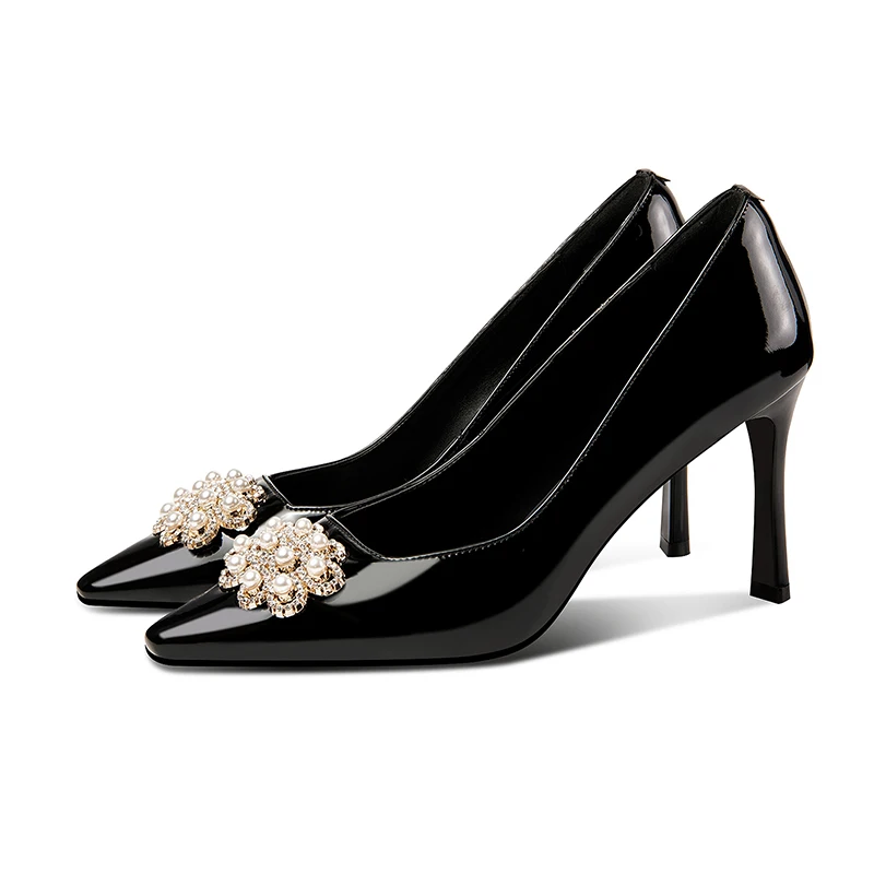 

Pumps fashion simple stiletto with high-heeled shallow mouth pointed patent leather sexy slimming professional OL women's shoes