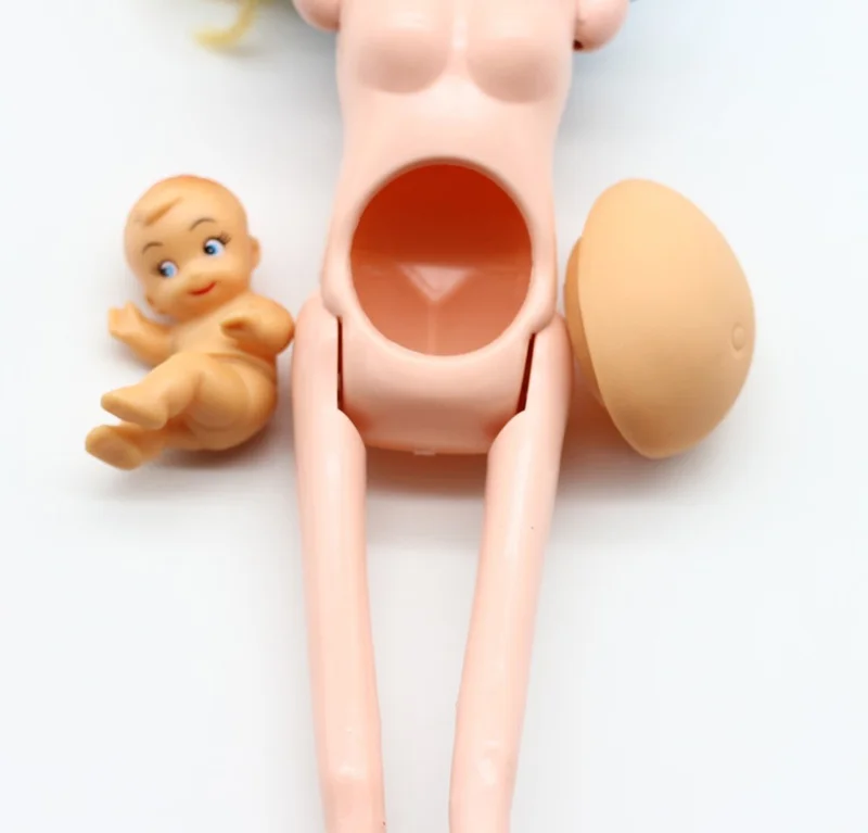 

[Funny] 4pcs/lot 30cm New Educational Real pregnant doll suits mom doll have a baby in her tummy figure pregnant woman model toy