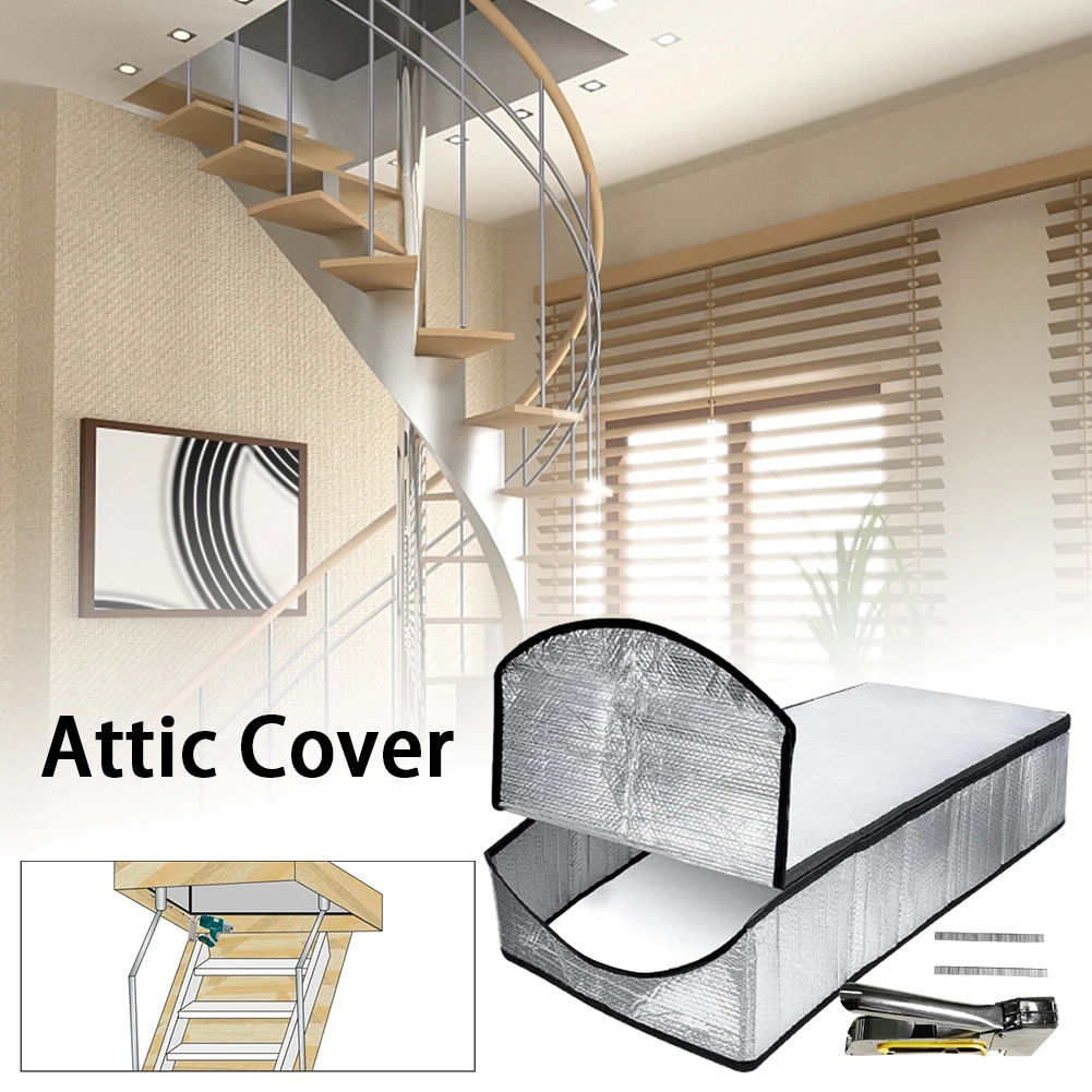 

Bubble Aluminum Foil 224 Staples Waterproof Dustproof Home With Installation Tool Ladder Attic Stairs Insulation Cover Kit