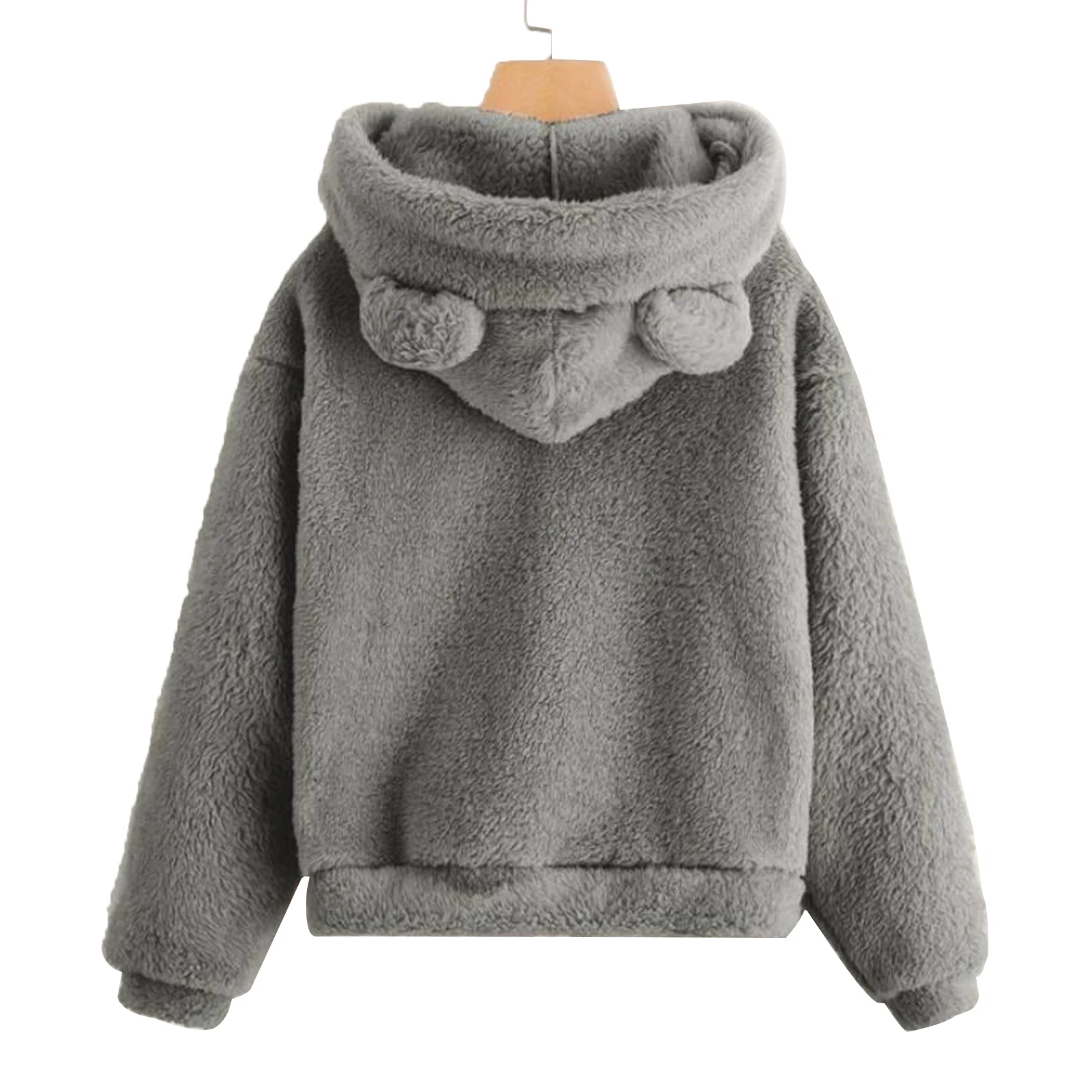 

Autumn Winter Women Long Sleeve Rabbit Ear Hood Sweatshirt Plush Warm Hoodie