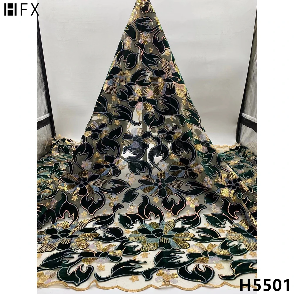 HFX Новое поступление Африканский бархат кружевная ткань последняя модель