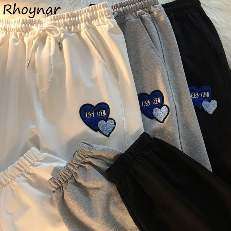 

Casual Pants Women Drawstring Embroidery Summer Simple Streetwear Korean Style College Girl Baggy Stylish Ins Design Newest Lady