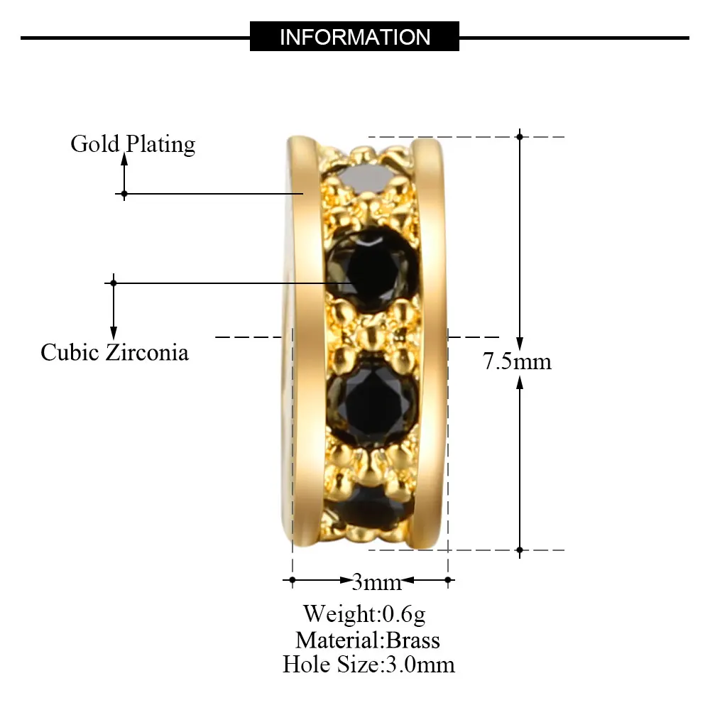 3 шт./лот CZ основные разделительные бусины DIY металлические латунь микро паве