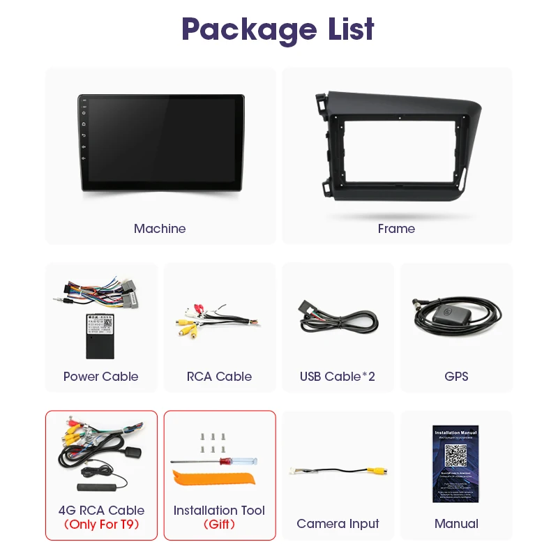 Автомагнитола 2 Din для Honda Civic 10 0 мультимедийный видеоплеер с 4G + 64G RDS DSP 48EQ