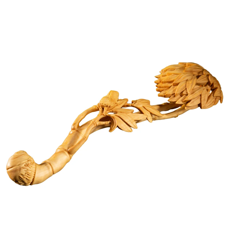 

20-24CM Good Luck Ruyi Statue wood Collection Home Decorations Solid Wood Carving Ruyi Collection New Year Gift Sculpture